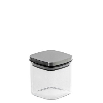 Bote Cocina Cristal 650ml Tapa Acero Inox. 10x10x11cm Cristal Borosilica
