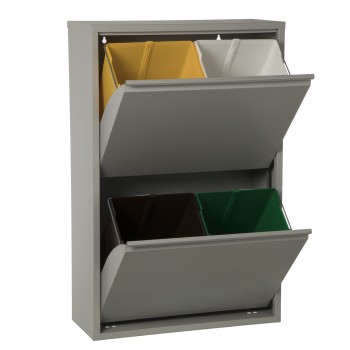 2 Buckets Grey Metal Recycling Bin_34x25x92cm, 2x18l.