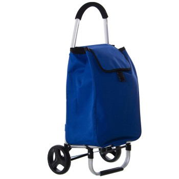 Carrello Portaspesa In Alluminio E Tessuto Poliestre - Azzurro- Carro:46x36x98,bolsa:36x26x57