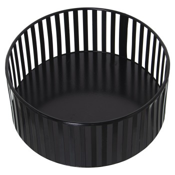Portafutta Rotonda In Metallo - Nero- Ø22x9cm