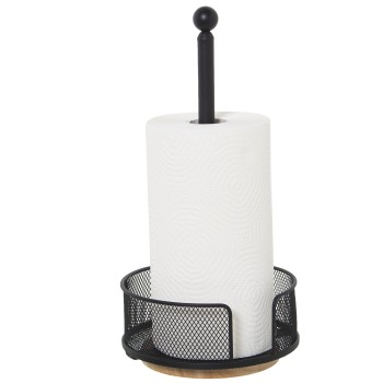 Black Metal Grid Kitchen Roll Holder- Ø18x36cm, Base Giratoria