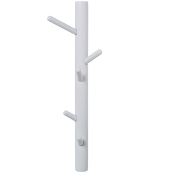 Perchero De Pared Madera 5 Ganchos Blanco 13x9x50cm, Madera De Caucho
