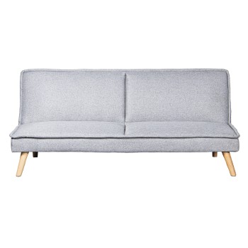 Sofá Cama 3 Plazas Poliéster Gris C/patas Madera, Sin Brazos 180x84x72cm Cama:178x102x9cm