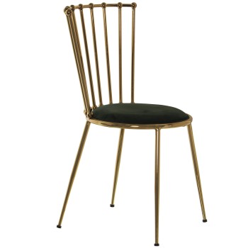 Silla Terciopelo Verde C/patasy Espaldar Metal Dorad 48x50x85cm, Alt.asiento:46cm