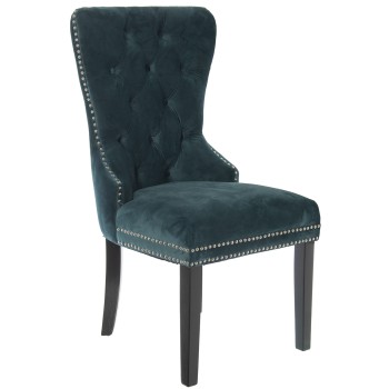 Silla Terciopelo Azul C/patasmadera 52x63x100cm