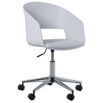 Swivel White Pp Chair W/wheels _62x62x77/87cm Seat Height:40/50cm Adjustable Height, Gas Spring