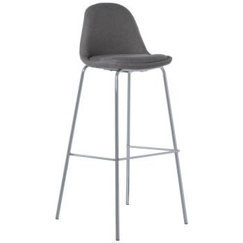 Taburete Pp+tela Gris C/patas Metal Cromado 39x46x102cm, Alt.asiento:80cm