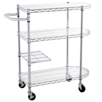 Carrello Di Servizio In Metallo E Metacrilato - 3 Ripiani- 92x92x36cm