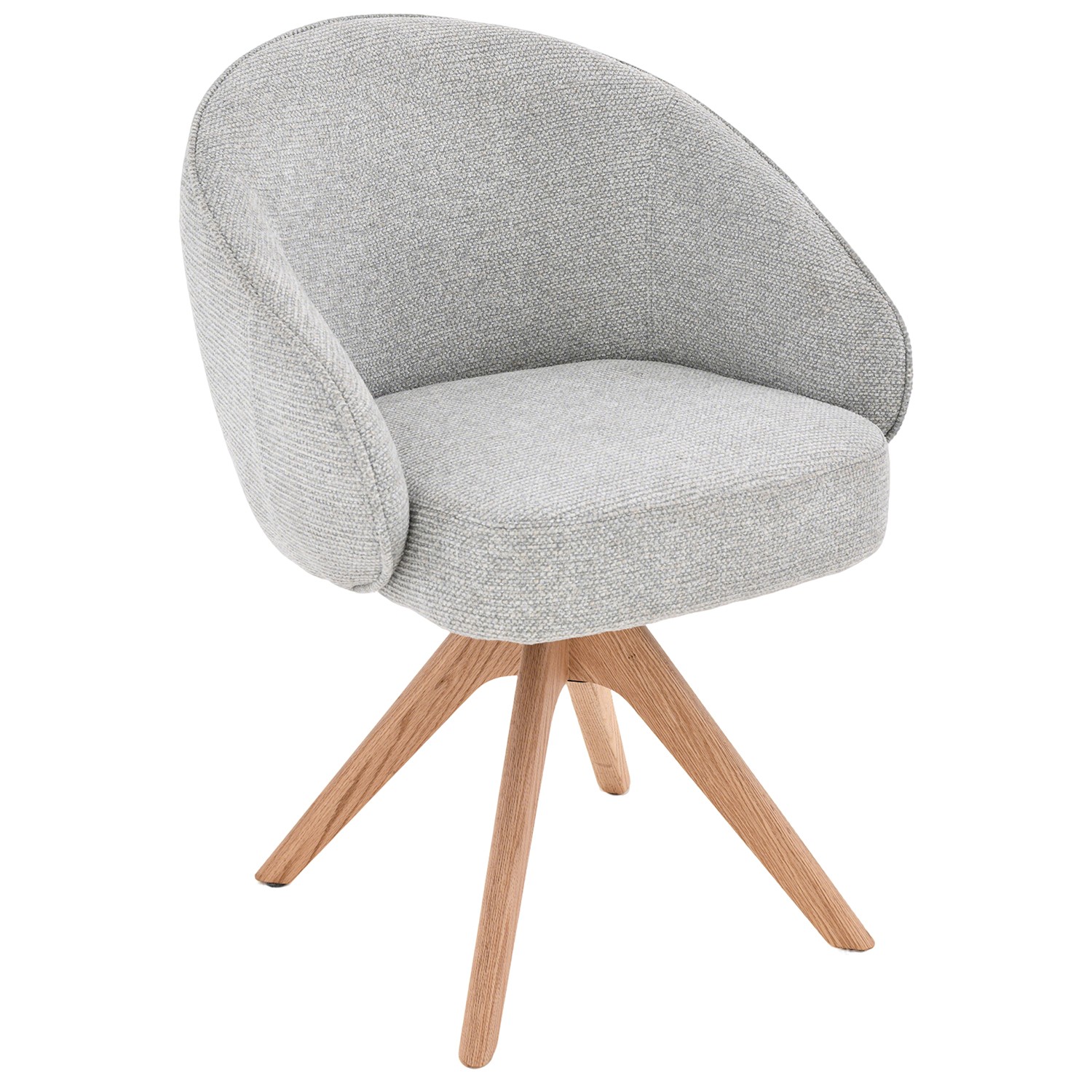 Wooden Swivel Chair Grey Fabric Wooden Legs 62x61x77cm Seat Height:49cm ...
