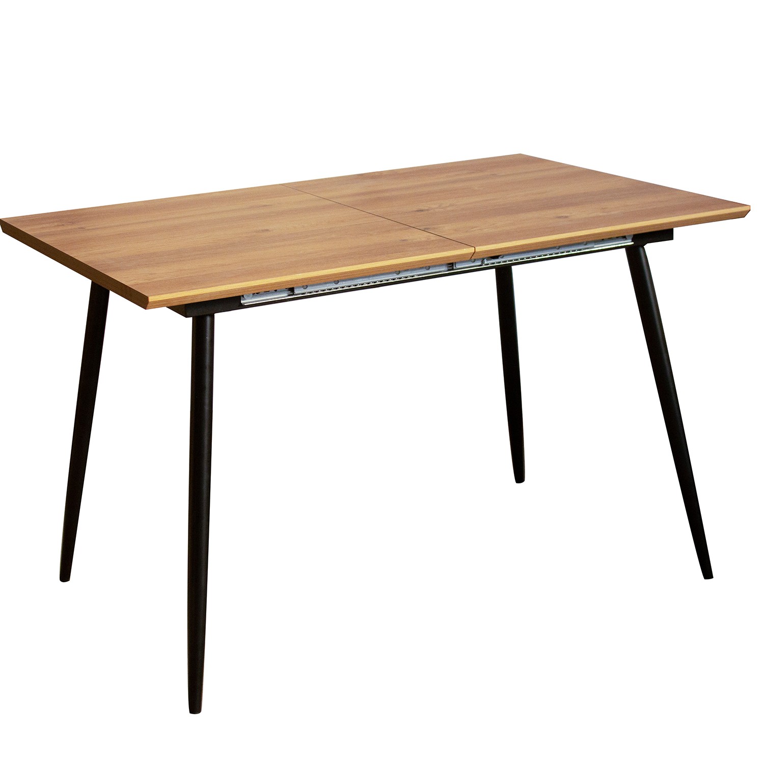 Mesa Extensible Melamina Efecto Madera Patas Metal Negro (120-160 ...