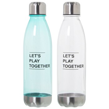 Botella 650ml Ps,tapon Acero Transp./celeste Surtidas Ø7x25,5cm, Incluye Display