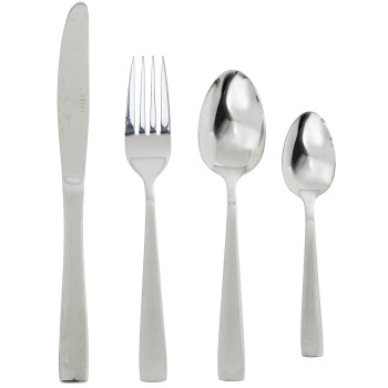 Set 24 Cubiertos Acero Inoxidable Plata Brillo (lucia) Apto Para Lavavajillas