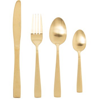 Set 24 Cubiertos Acero Inoxidable Dorado Mate (lucia) Apto Para Lavavajillas