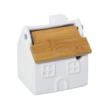 White Ceramic Sugar Cellar With Bamboo Lid 10x8x11cm