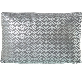 21117-cushion 53x33cm Silver Flower Border With Zipper