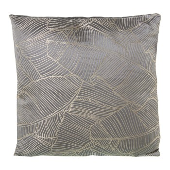 Cojín 22132 Gris Hojas Beige C/cremallera 43x43cm, 380gr, Poliéster