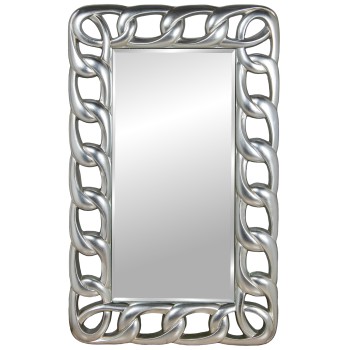 Espejo Pared 23011-86x136cm Cadena Pu Plateado 86x6x136cm Int:48,5x101cm Bis