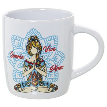 Mug Cerámica Decorado Yoga Mandala Ø8x12x9,5cm, 375ml