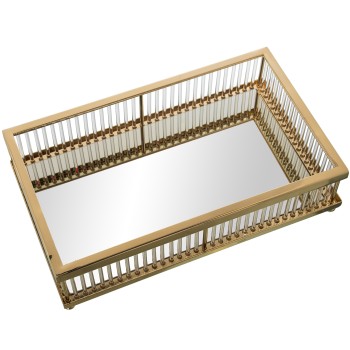 Bandeja Metal Dorado Cristaltransparente 30x18x7cm, Mat:hierro+cristal