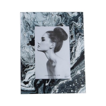 Glass Photo Frame 10x15cm Black&white Spots- Ext:18x23cm, Grosor:1cm