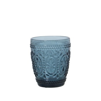 Bicchieri Piccoli In Vetro Azzurro - 270ml Ø8x10cm, Apto Lavavajillas