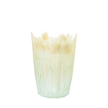 Vase En Verre Crème Ø14x20cm Base:ø9cm