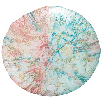 Centro Cristal 50cm Azul/rosa Ø50x6,5cm