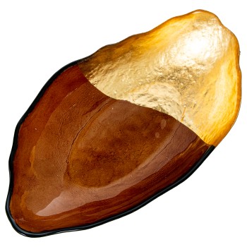 Centro Cristal 28x16cm Marrón/dorado 28x16x4,5cm