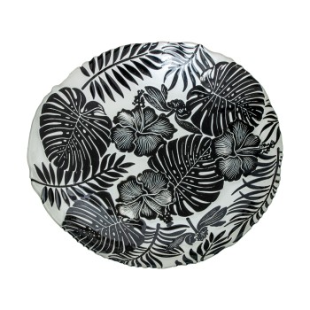 Centro Cristal 33cm Hojas Blanco/negro Ø33x5,5cm