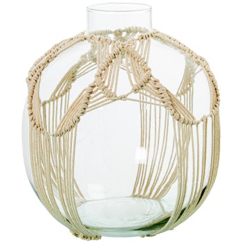 Vaso In Vetro Con Corda Ø23x23cm