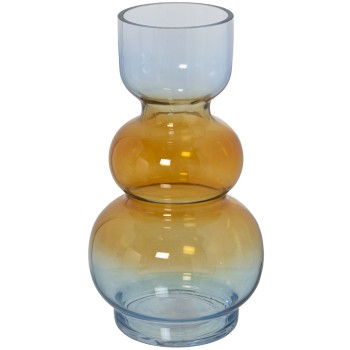 Jarrón Cristal Ámbar/azul Ø9x25cm