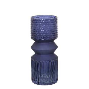 Jarrón Cristal Azul Ø10x25cm