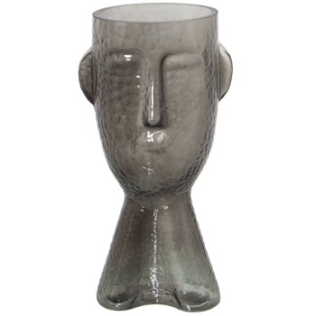 Grey Glass Vase Face_15x13x32cm