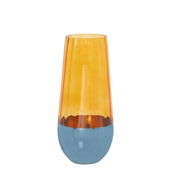 Jarrón Cristal Naranja/azul Ø12x25cm, Boca:ø8cm