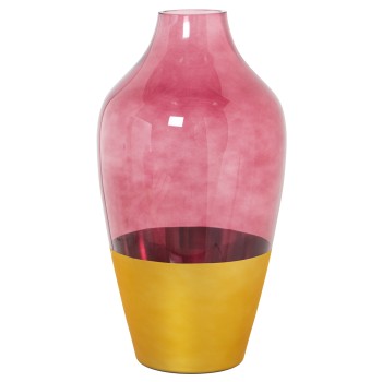 Golden And Red Glass Vase- Ø18x35cm,boca:ø6,5-base:ø10,5