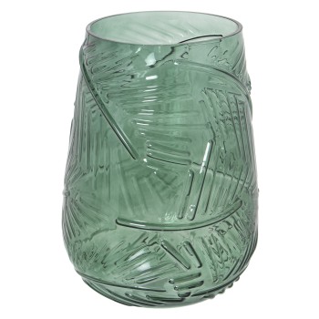 Green Glass Vase- Ø18x25cm,boca:ø13,5-base:ø9cm