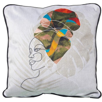 Cuscino In Velluto Con Zip Afrika Venecia - 45x45cm- 45x45cm, 100% Poliéster