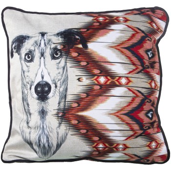 Cojín Terciopelo 45x45cm Ikat Galgo Venecia C/cremallera 45x45cm, 100% Poliéster