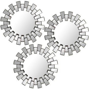 S/3 Silver Melamine Wall Decoration Mirrors Ø25cm