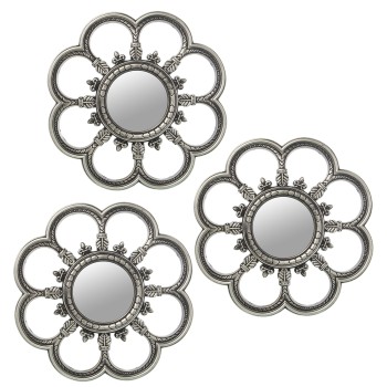 S/3 Decorazioni Da Parete Melamina/specchio Argentato_ø25cm 5cm, Interior:ø9cm