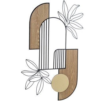 Metal/wood Leaves Wall Decoration 63x101x2,5cm
