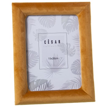 Yellow Velvet Photo Frame - 15x20cm- Ext:18x23x2,5cm