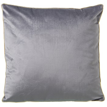Cojín Terciopelo Gris 45x45cmc/cremallera 45x45cm, Con Ribete Dorado