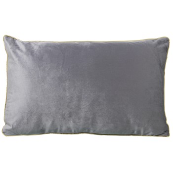Cojín Terciopelo Gris 30x50cmc/cremallera 30x50cm, Con Ribete Dorado