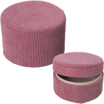 Set 2 Cajas Joyero Pana Rosa Ø13x9cm+ø10x7cm