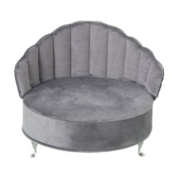 Sillón Joyero Terciopelo Gris 17x17x15cm