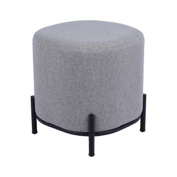 Wooden/metal/grey Fabric Pouffe