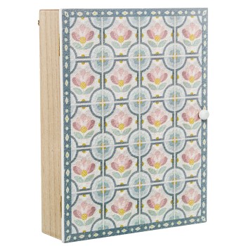 Caja Porta Llaves Madera Deco. Azulejo Flores 20x5,5x26cm