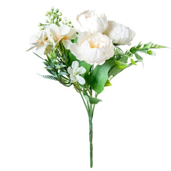 Ramo Peonias Blancas Poliéster 27cm