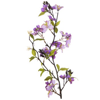 Branches Avec Fleurs Violettes 79cm - Caoutchouc Eva Et Papier _79cm